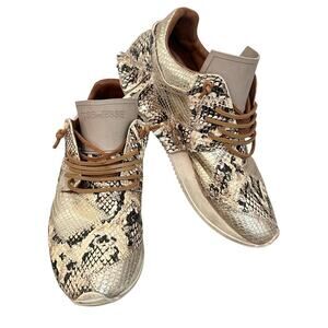 ESSEutESSEMetallic Python Print Lamb Leather Fringe Running Sneaker Gold 39